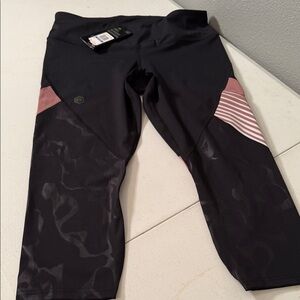 Under Armour Black Capri Leggings with Pink Stripe Accents